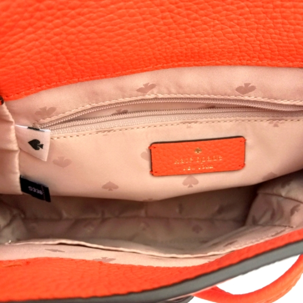 NWOT Kate Spade Leila Medium Flap Backpack 🍊 Coral Buds w/Adjustable Strap - Picture 7 of 16